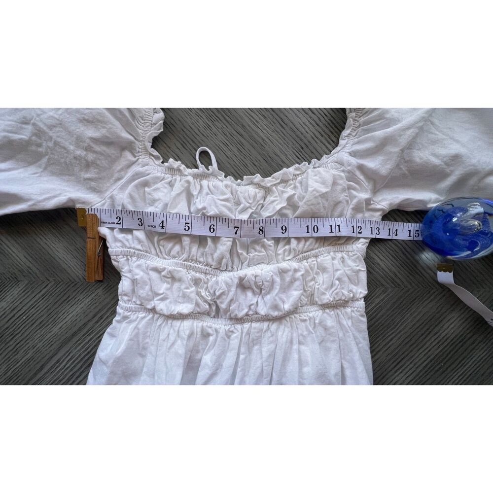 Princess Polly White Tiered Mini Dress Balloon Sleeve Size 2 - Picture 3 of 7